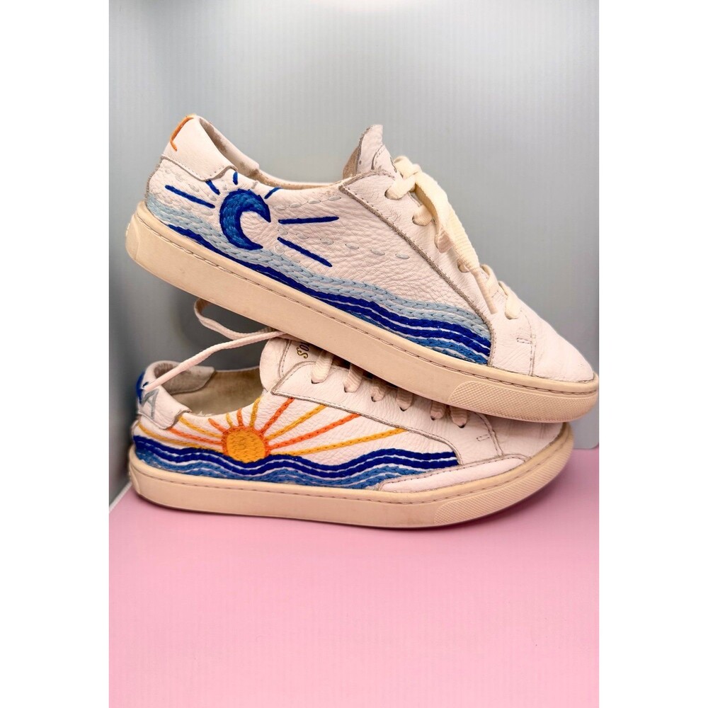 SOLUDOS Sol Luna Leather Lace-Up Embroidered Sneakers US 7 (Bx 7)